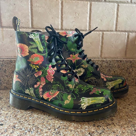 Dr. Martens Shoes - Dr. Martens Black Floral Combat Boots